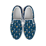 Funny Skeleton Party Pattern Print White Slip On Shoes