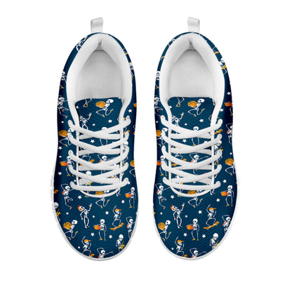 Funny Skeleton Party Pattern Print White Sneakers