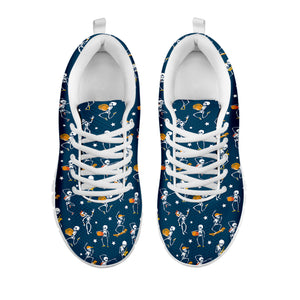 Funny Skeleton Party Pattern Print White Sneakers