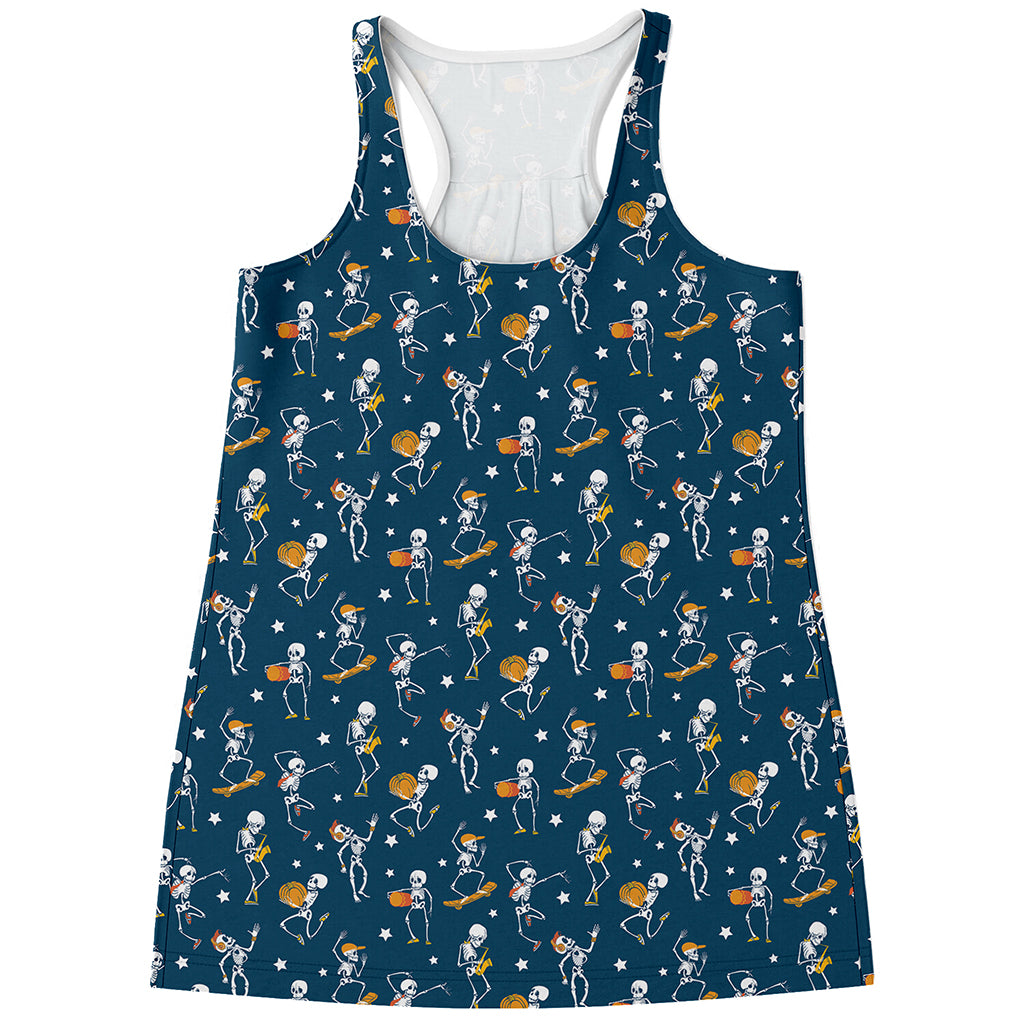 Funny Skeleton Party Pattern Print Women's Racerback Tank Top