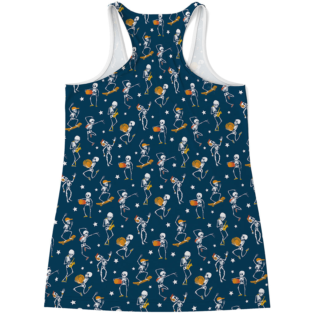 Funny Skeleton Party Pattern Print Women's Racerback Tank Top