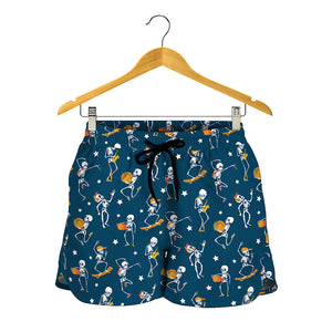 Funny Skeleton Party Pattern Print Women's Shorts