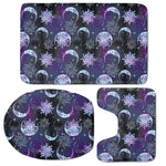 Galaxy Celestial Sun And Moon Print 3 Piece Bath Mat Set