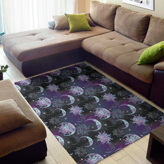 Galaxy Celestial Sun And Moon Print Area Rug