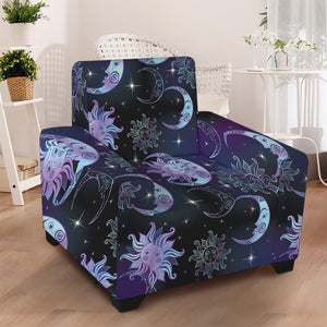 Galaxy Celestial Sun And Moon Print Armchair Slipcover