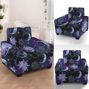 Galaxy Celestial Sun And Moon Print Armchair Slipcover