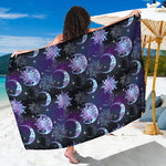 Galaxy Celestial Sun And Moon Print Beach Sarong Wrap