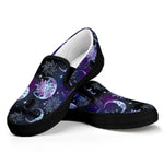 Galaxy Celestial Sun And Moon Print Black Slip On Shoes