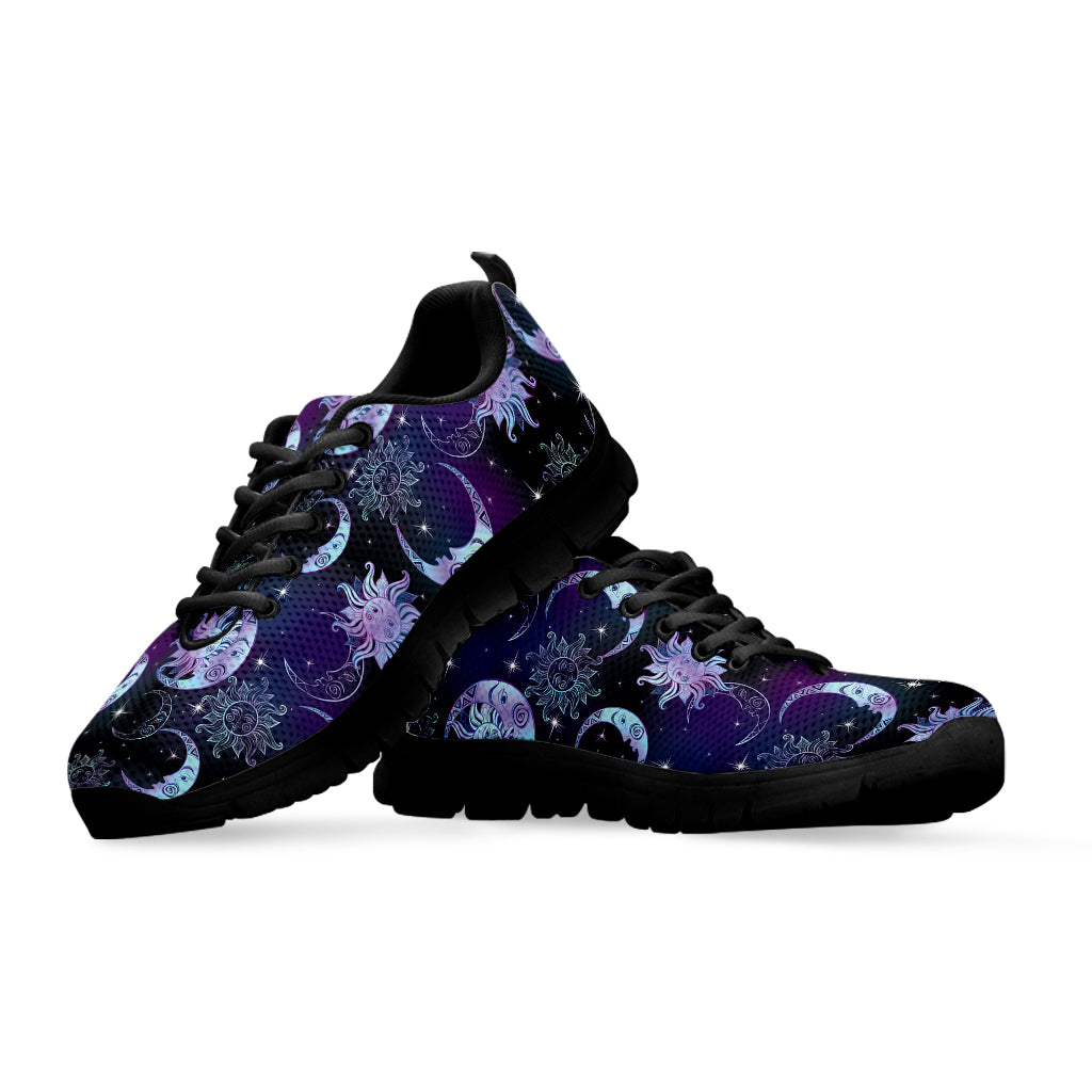 Galaxy Celestial Sun And Moon Print Black Sneakers