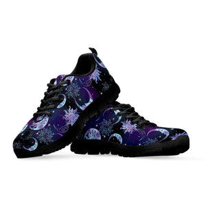 Galaxy Celestial Sun And Moon Print Black Sneakers