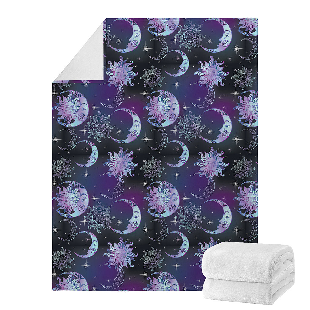 Galaxy Celestial Sun And Moon Print Blanket