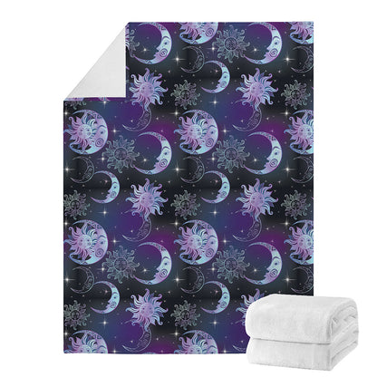 Galaxy Celestial Sun And Moon Print Blanket