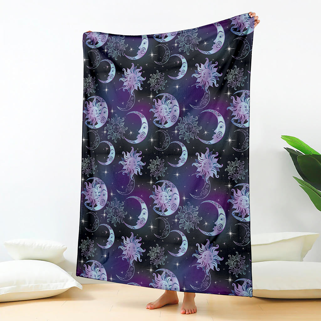 Galaxy Celestial Sun And Moon Print Blanket