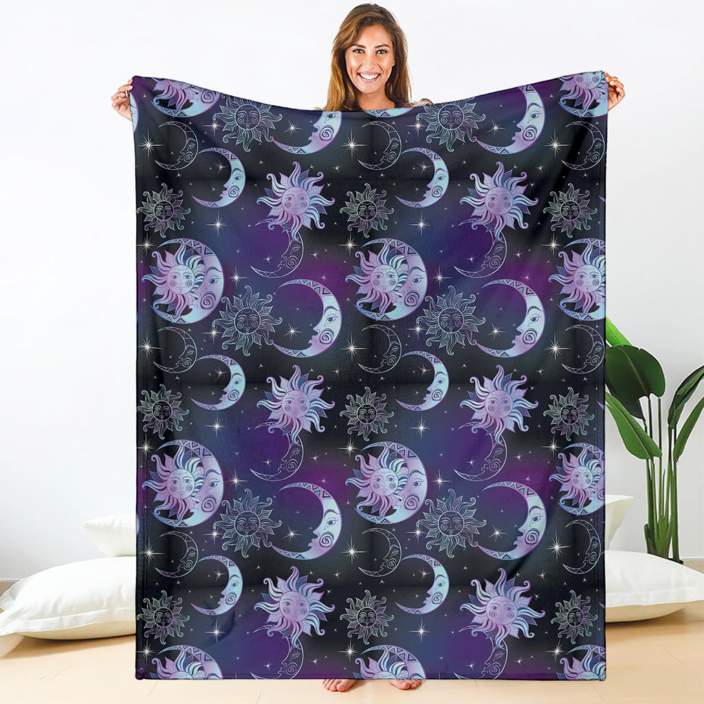 Galaxy Celestial Sun And Moon Print Blanket