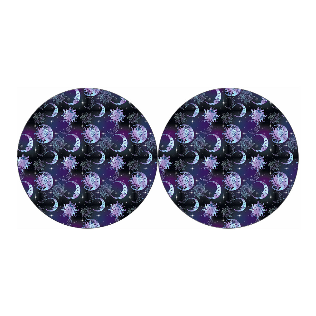 Galaxy Celestial Sun And Moon Print Car Coasters