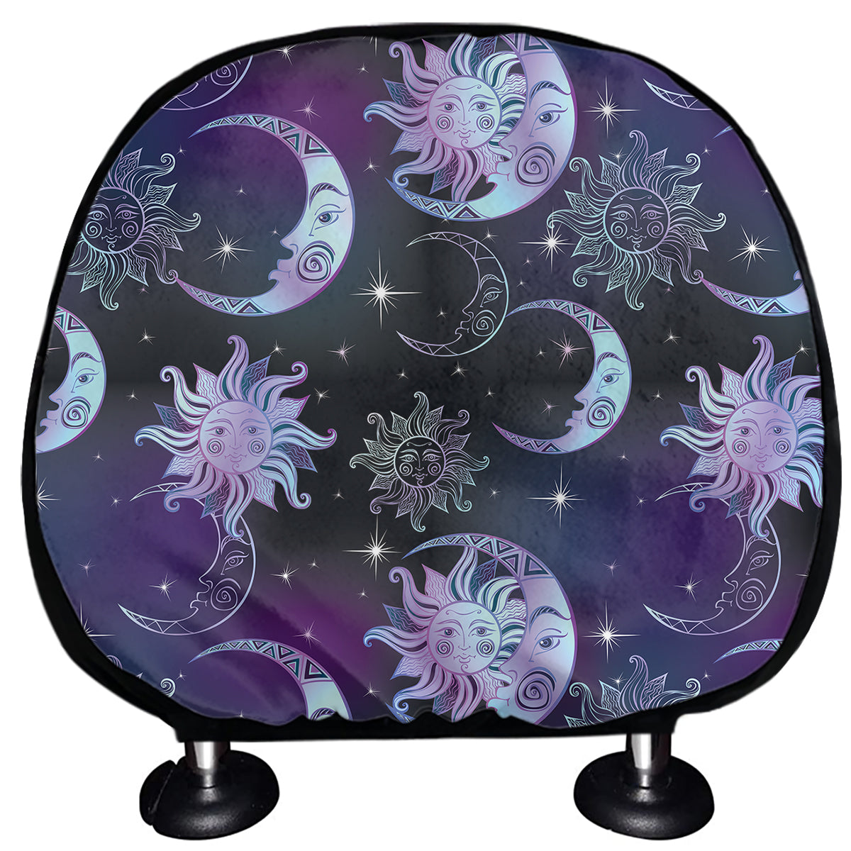 Galaxy Celestial Sun And Moon Print Car Headrest Covers