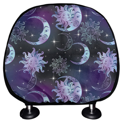 Galaxy Celestial Sun And Moon Print Car Headrest Covers