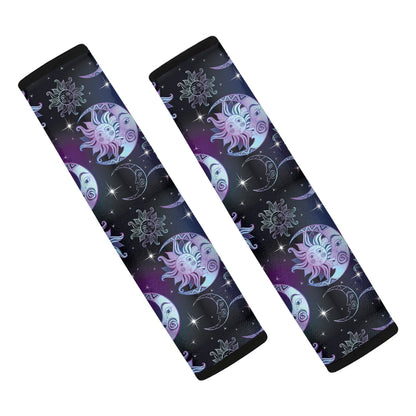 Galaxy Celestial Sun And Moon Print Car Seat Belt Covers