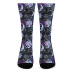 Galaxy Celestial Sun And Moon Print Crew Socks