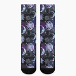 Galaxy Celestial Sun And Moon Print Crew Socks