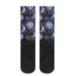 Galaxy Celestial Sun And Moon Print Crew Socks