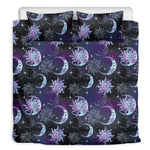 Galaxy Celestial Sun And Moon Print Duvet Cover Bedding Set