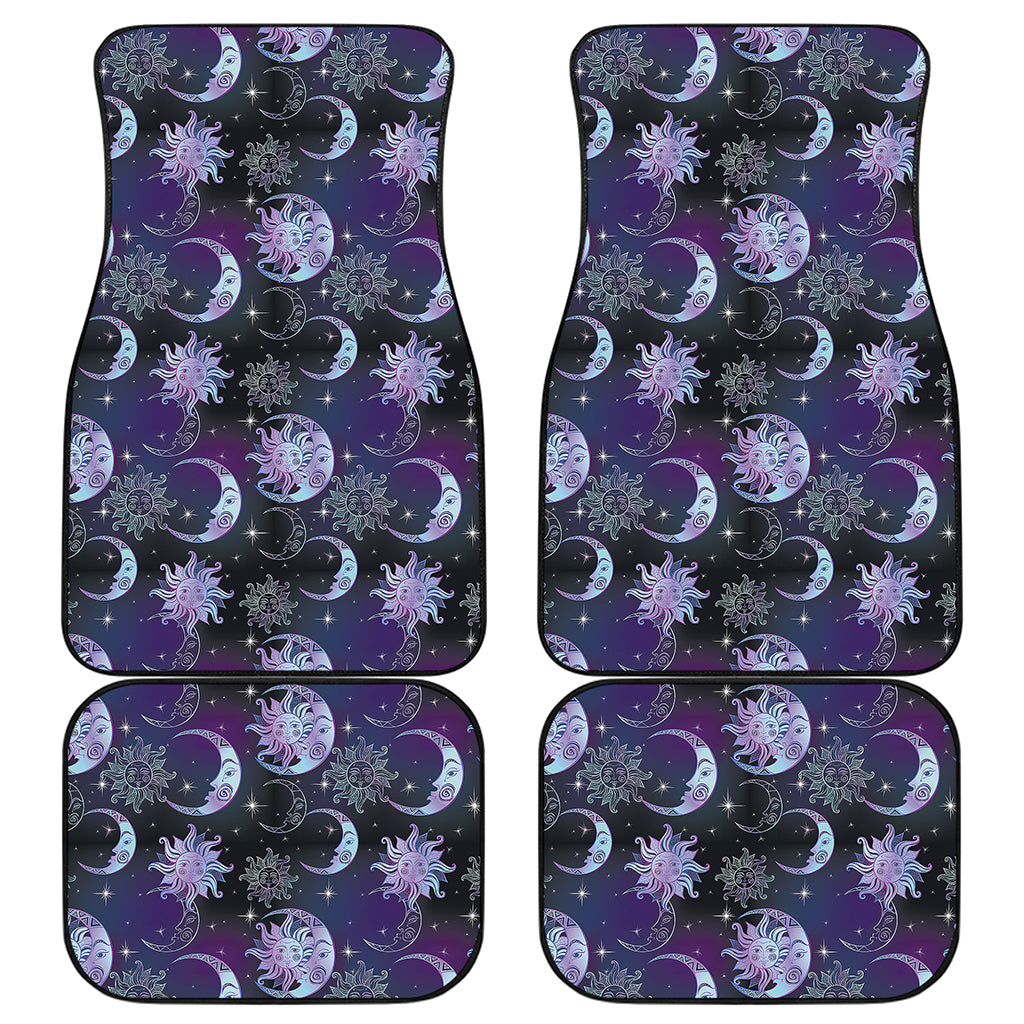 Galaxy Celestial Sun And Moon Print Front and Back Car Floor Mats