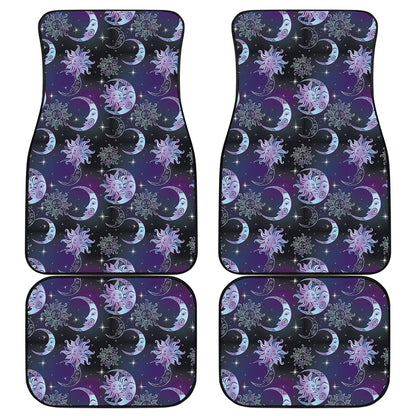 Galaxy Celestial Sun And Moon Print Front and Back Car Floor Mats