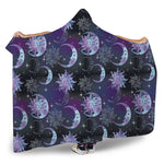 Galaxy Celestial Sun And Moon Print Hooded Blanket