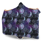 Galaxy Celestial Sun And Moon Print Hooded Blanket