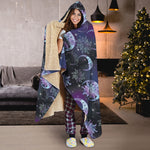 Galaxy Celestial Sun And Moon Print Hooded Blanket