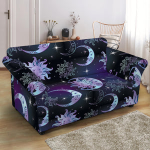 Galaxy Celestial Sun And Moon Print Loveseat Slipcover