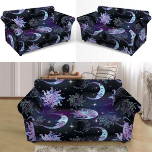 Galaxy Celestial Sun And Moon Print Loveseat Slipcover