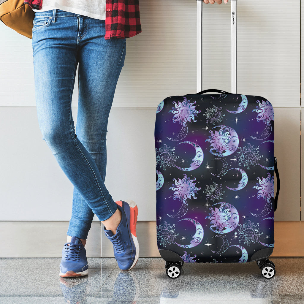 Galaxy Celestial Sun And Moon Print Luggage Cover