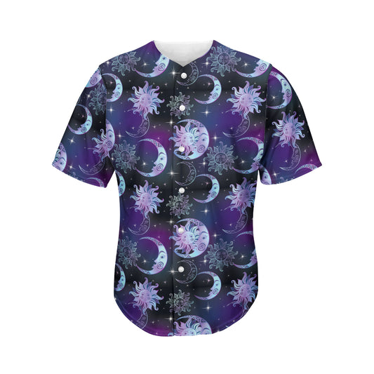 Galaxy Celestial Sun And Moon Print Men's Baseball Jersey