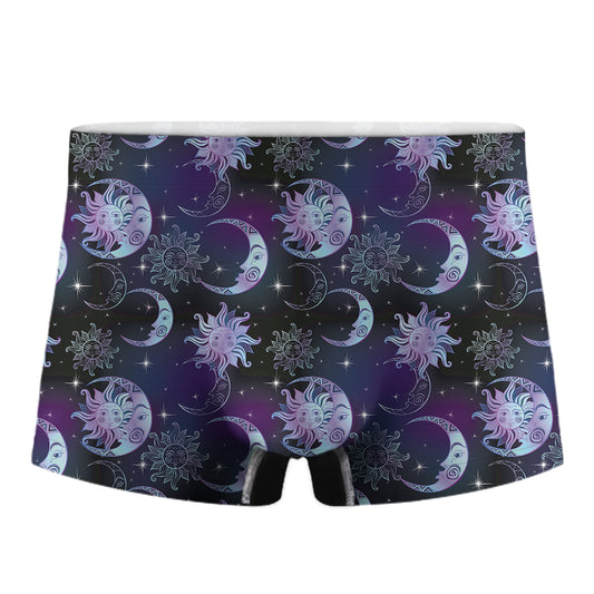 Galaxy Celestial Sun And Moon Print Men's Boxer Briefs