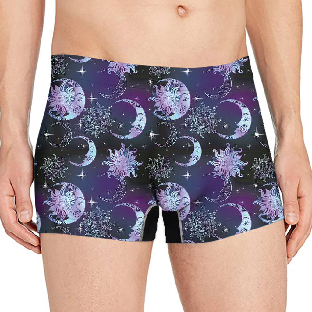 Galaxy Celestial Sun And Moon Print Men's Boxer Briefs