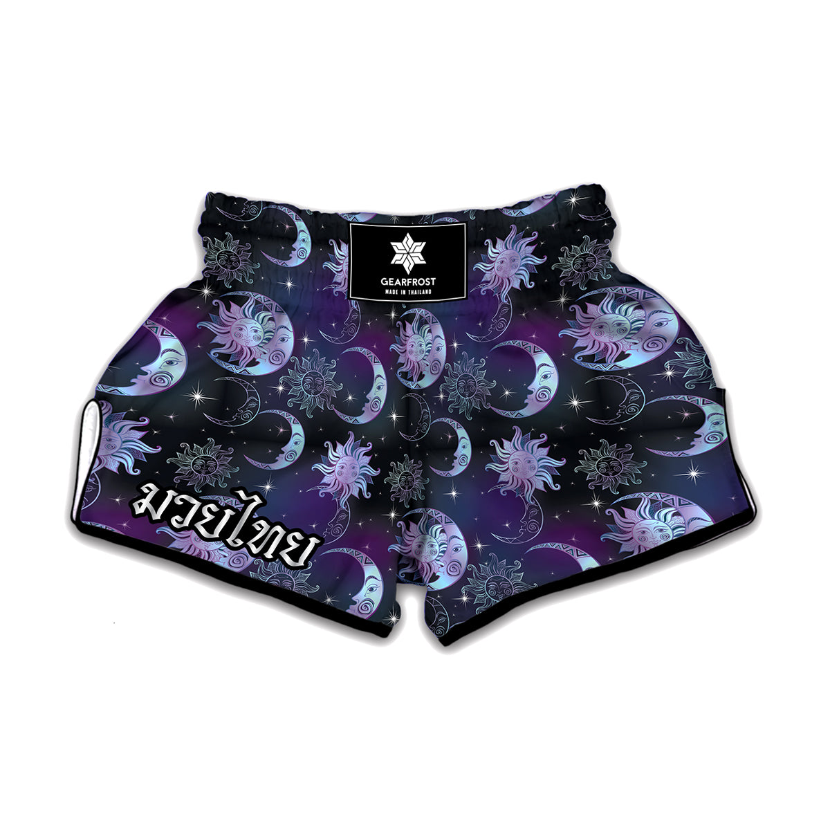 Galaxy Celestial Sun And Moon Print Muay Thai Boxing Shorts