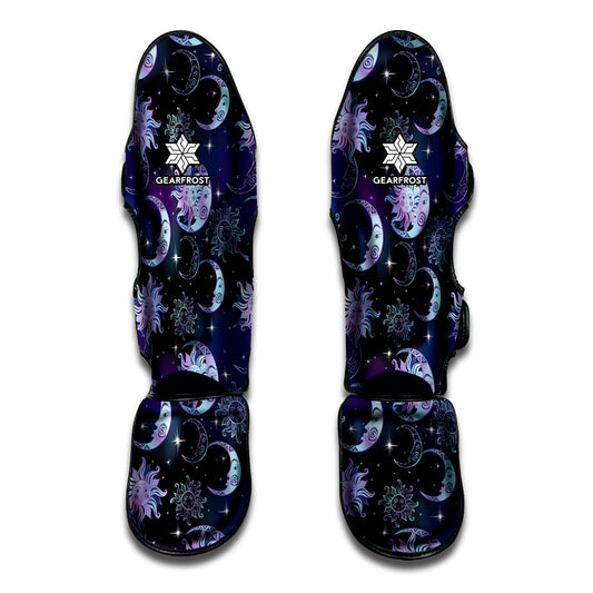 Galaxy Celestial Sun And Moon Print Muay Thai Shin Guard