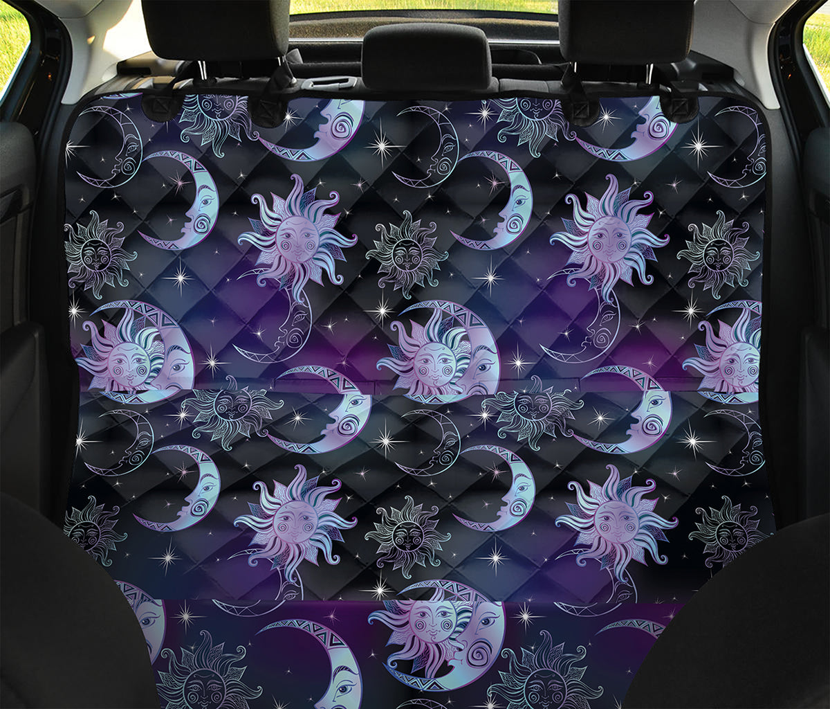 Galaxy Celestial Sun And Moon Print Pet Car Back Seat Cover
