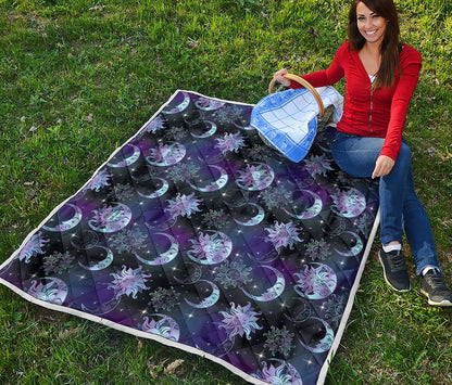 Galaxy Celestial Sun And Moon Print Quilt