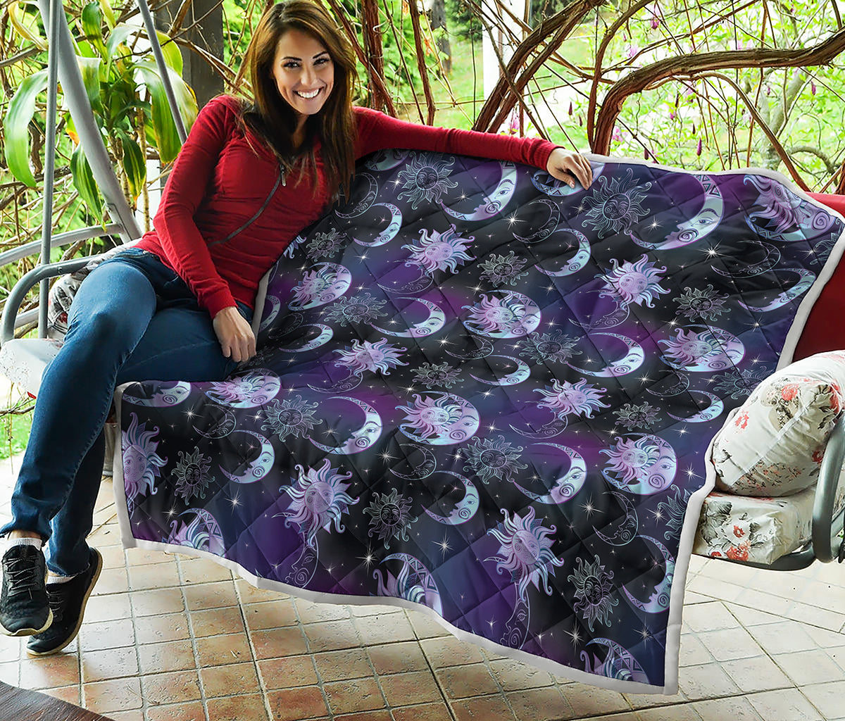Galaxy Celestial Sun And Moon Print Quilt
