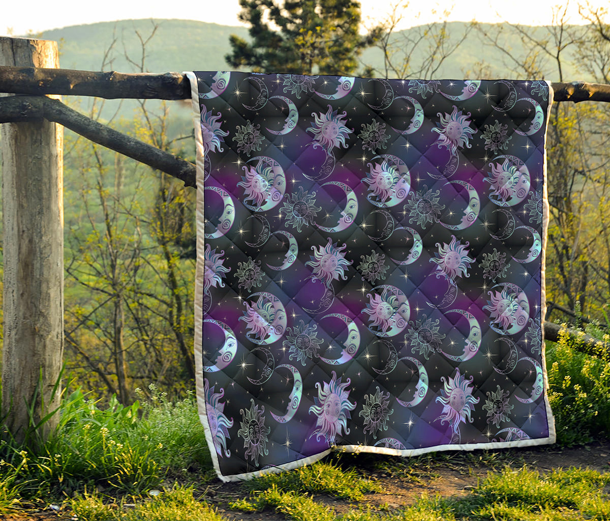 Galaxy Celestial Sun And Moon Print Quilt