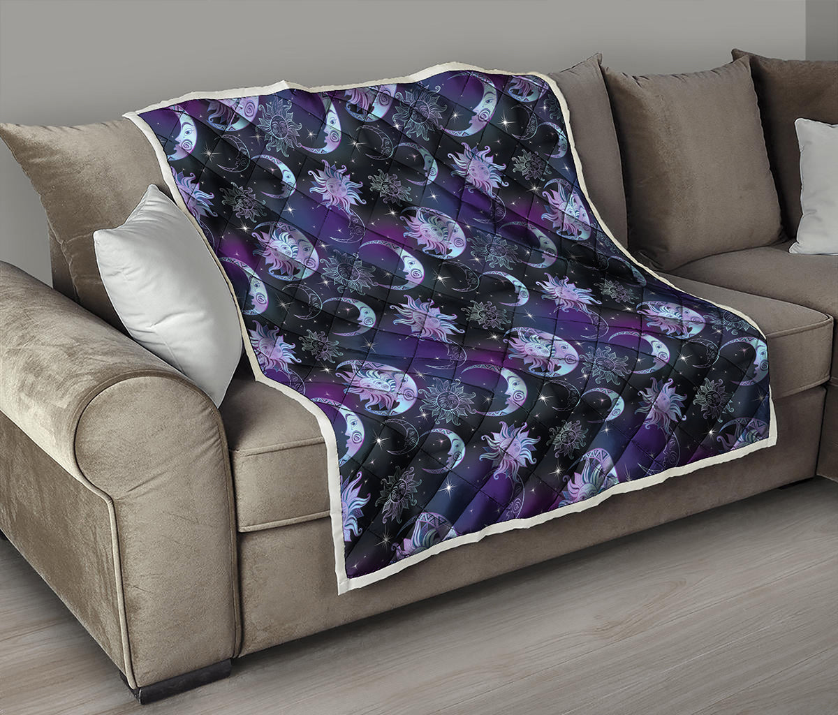 Galaxy Celestial Sun And Moon Print Quilt