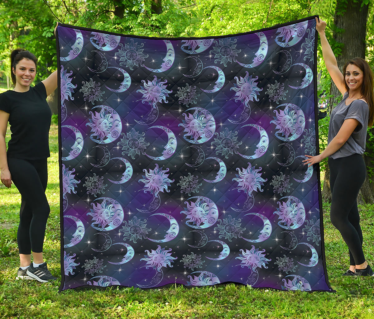 Galaxy Celestial Sun And Moon Print Quilt