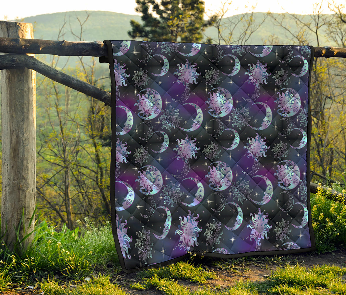 Galaxy Celestial Sun And Moon Print Quilt