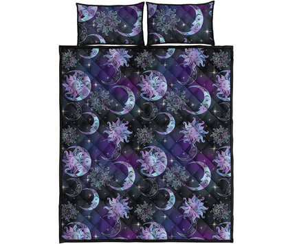 Galaxy Celestial Sun And Moon Print Quilt Bed Set