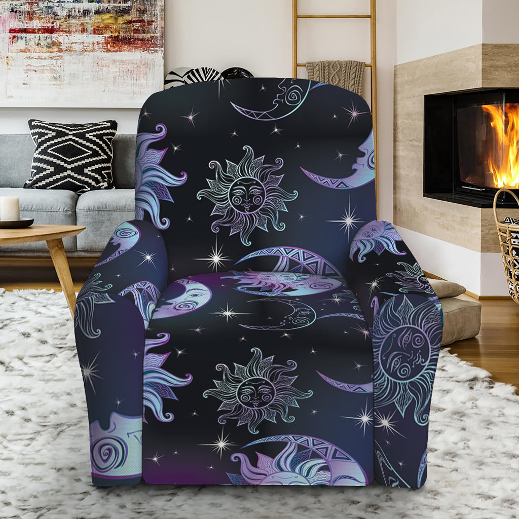 Galaxy Celestial Sun And Moon Print Recliner Slipcover