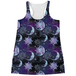 Galaxy Celestial Sun And Moon Print Women's Racerback Tank Top