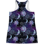 Galaxy Celestial Sun And Moon Print Women's Racerback Tank Top